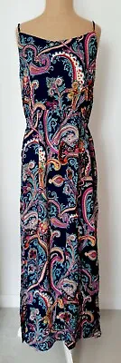 AX PARIS CURVE Ladies Long Strappy Navy Paisley Vest Dress Size 12 BNWT  • £15