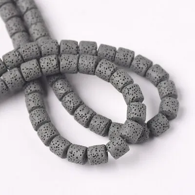 10pcs Cylinder 8mm 10mm Natural Volcanic Lava Stone Beads For Jewelry Making • £2.64