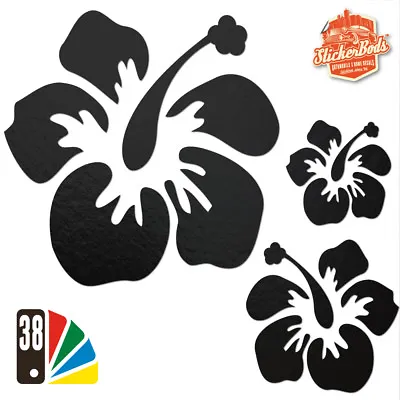 25 HIBISCUS FLOWER STICKERS DECALS For Car | Wall | Home - 38 Colours (S1) • £4.95