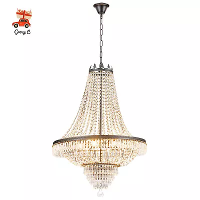 French Empire Crystal Chandelier Antique Vintage Ceiling Lighting Pendant Lamp • $159.90