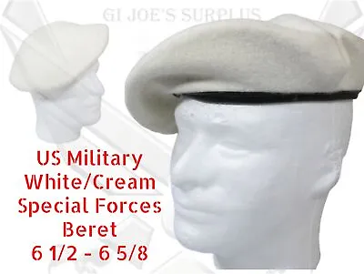 New Vintage Military US Company White/Cream Military Beret 6 1/2-5/8 AJC • $14.99