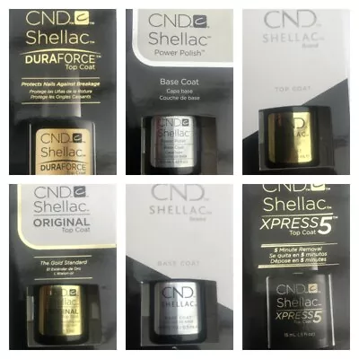 £18.95 • Buy CND Shellac Nail Polish ORIGINAL Top Coat, Base Coat, DURAFORCE  Xpress5 15ml 