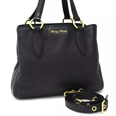 Miu Miu Vitello Caribu Convertible Tote Bag RN0757 Hand Bag Leather S4f6 U01T • $341.12