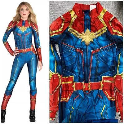 Women Adult Halloween Superhero Captain Marvel Costume Fancy Dress • $19.99