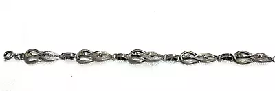 Vintage Filigree Link Chain Sterling Silver Bracelet 7.5” • $20.99