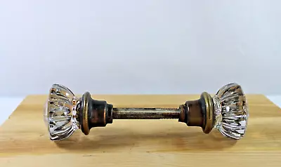 Vintage Brass And Crystal Glass Doorknob Set • $24.95