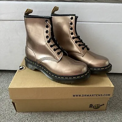 Dr Martens 1460 Vegan Rose Gold UK 6.5 Chrome Paint 8 Eye Boots EU 40 6 1/2 1B • £65