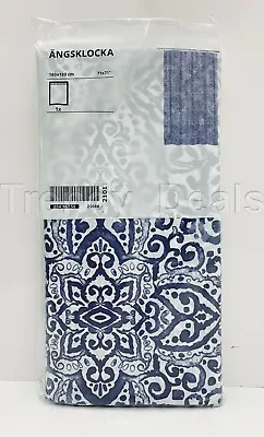 Ikea ANGSKLOCKA Shower Curtain White/Blue Medallion Tile 71  X 71  - NEW • $14.99