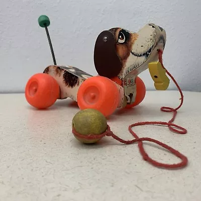 Vintage Fisher-Price Little Snoopy Dog Wooden Pull-Toy  1965 Complete • $15.97