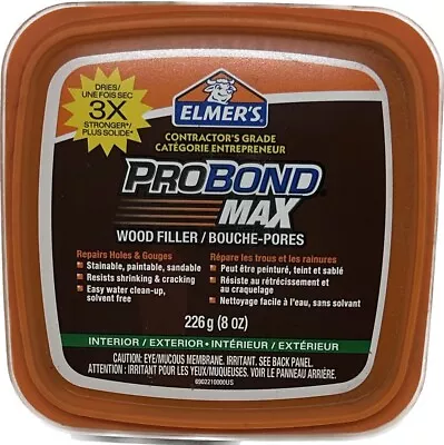 Elmer's 69022 Probond Stainable Max Wood Filler 226g 8oz Tub Interior/exterior • $9.99