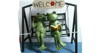 Le Power DE3635 Indoor/Outdoor Welcome Frogs On Swing Polyresin  FREE SHIP • $28
