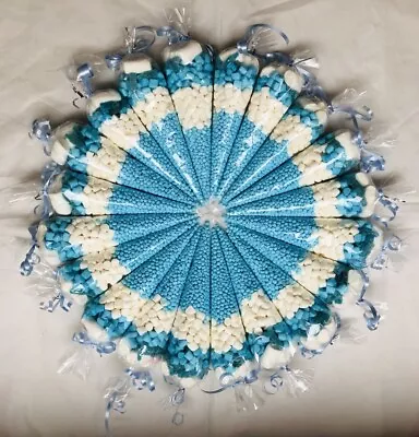 £6.64 • Buy 🔷 Blue & White Pre Filled Sweet Cones  Party Bags Birthday Christening Wedding