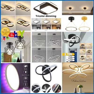£3.35 • Buy Modern LED Ceiling Light Square/Spiral Chandelier Lights Living Dining Room Lamp