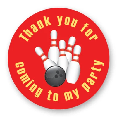 40mm Bowling Pin & Ball  Thank You For Coming To My Party  Round Birthday • £3.25