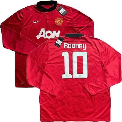 $160 • Buy 2013/14 Manchester United Home CL Jersey #10 Rooney 2XL Nike Long Sleeve NEW