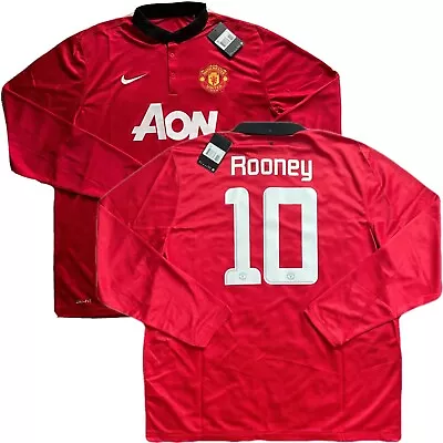 2013/14 Manchester United Home CL Jersey #10 Rooney 2XL Nike Long Sleeve NEW • $180