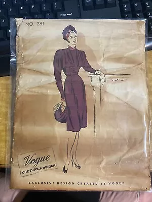 Vintage 1940's Vogue Pattern #261 Size 12 (vogue Couturier Design) • $29.95