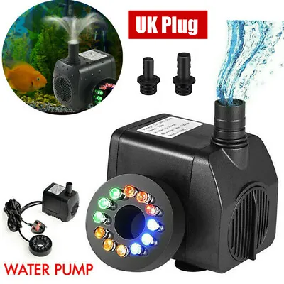 800L/H Electric Water Feature Pump Fountain Outdoor Garden Fish Pond 12 LED UK • £13.99