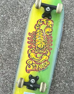 Vtg Variflex Stinger Skateboard Neon Graphics Scorpion Old School Board OG 80s • $32