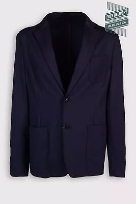 RRP €1590 Z ZEGNA Jersey Blazer Jacket IT48 US38 M Blue Single-Breasted • £199.99