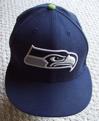 Seattle Seahawks Hat Cap New Era Size 7 1/4 Fitted Blue 59Fifty NFL Football • $11.35