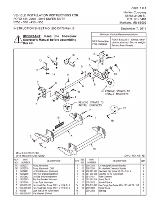 Hiniker Plow Mount 25012862 -  08-16 F250-F550 - QH2 • $875