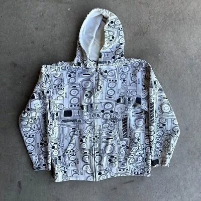 2000s Y2K Volcom Zip Up Jackets Hoodie All Over Print Streetwear Skate Grunge M • $34.99