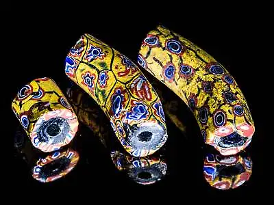 Antique Venetian Multicolored Elbow Millefiori African Trade Beads VBP261 • $31.90