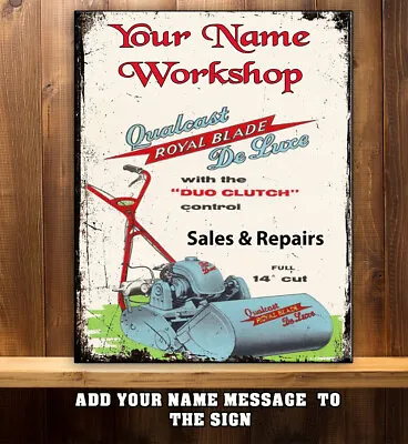 PERSONALISED LAWN MOWER GARDEN SHED QUALCAST WORKSHOP DAD Metal Wall Sign RS268 • £8.95