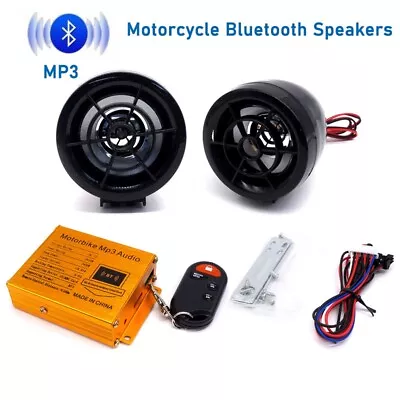 Motorcycle Bluetooth Speakers Anti Theft Remote Alarm 2.5  Waterproof Radio • $25.99