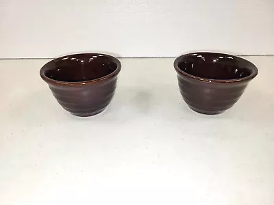 Vintage USA Monmouth Stoneware Maple Leaf Beehive Like Bowls Brown • $23.99