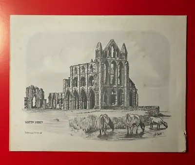 RARE VINTAGE DRAWING Of WHITBY ABBEY By J.A.Marot 10  X 8  Gatehouse Print • $3.78