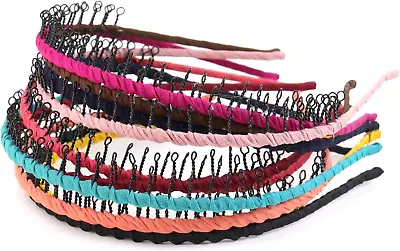  10 Pack Ribbon Wrapped Metal Headbands With Teeth Comb Hair Hoop Hairband For • $17.93