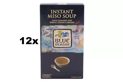 12x Blue Dragon Instant Miso Soup With Seaweed & Spring Onion Garnish BB: 01/22 • £13.99