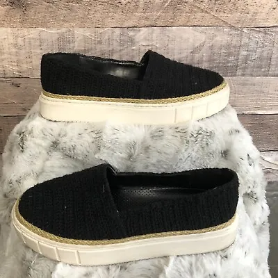 VINCE CAMUTO Womens Black Relinsta Toe Platform Slip On Espadrille Shoes 7.5 M • $18.39