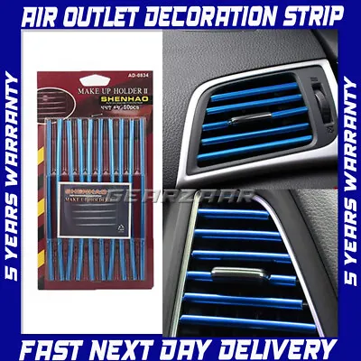 £3.19 • Buy 10x Auto Car Accessories Blue Air Conditioner Outlet Decoration Strip Universal