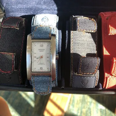 Croton Manhattan Watch Interchangeable Distressed Denim Bands Set With Case • $20