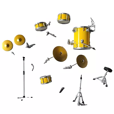 Miniature Drum Set For DOLLHOUSE Drumset Drums Yellow • $9