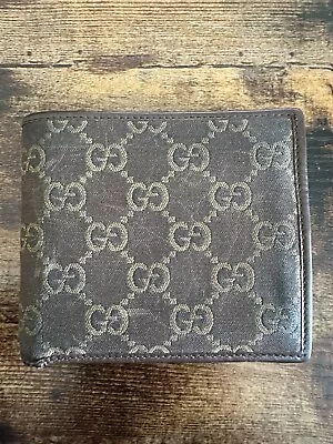 Gucci GG Pattern Canvas Leather Bifold Wallet • $50