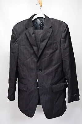 NWT Jones New York Charcoal Gray Pinstripe Bradford 2 Piece Suit Wool 36R 30W • $34.99
