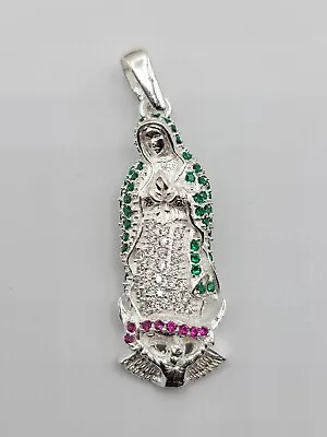 Virgen De Guadalupe Silver Pendant Charm Medallita 925 Plata Mexicana Taxco • $69.99