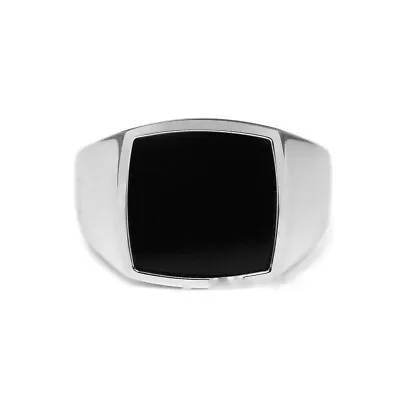 Solid 925 Sterling Silver AAA Black Onyx Cushion Gemstone Huge Mens Unisex Ring • $41.33