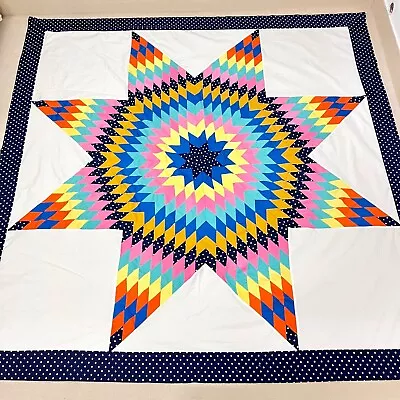 $32.99 • Buy Texas Lone Star Handmade Cotton Queen Size Sewing Patchwork Quilt Top/topper