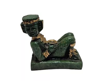 Vintage MCM Crushed Stone Aztec Mayan God Statue Figure Malachite Resin Mexico • $29.97