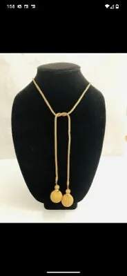 Vintage Unsigned Miriam Haskell Gold Tone Gilt Ball Mesh Necklace Lariat 40   • $95