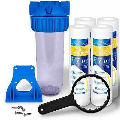 10  Clear Standard Whole House Water Filter System 4 Sediment 10 Micron Filters • $34.99