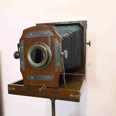 Vintage Style Antique Folding Camera With Wooden Tripod Collectible • $128