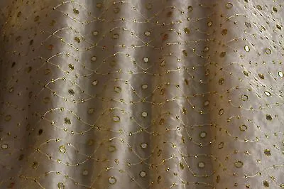 Mirror Embroidery Metallic Silk Organza Fabric 44  W 0.70Yard Piece  (EB-917B) • $25