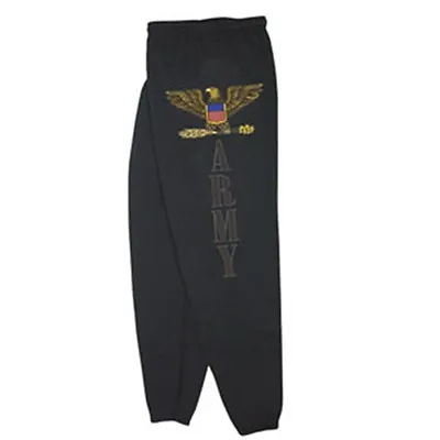 US Army Xtreme Endurance Army Eagle Men's Sweat Pants Black Drawstring Waist  • $24.99