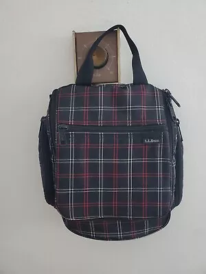 LL Bean Hanging Personal Organizer Toiletry Travel Bag Black & Red Plaid • $17.99